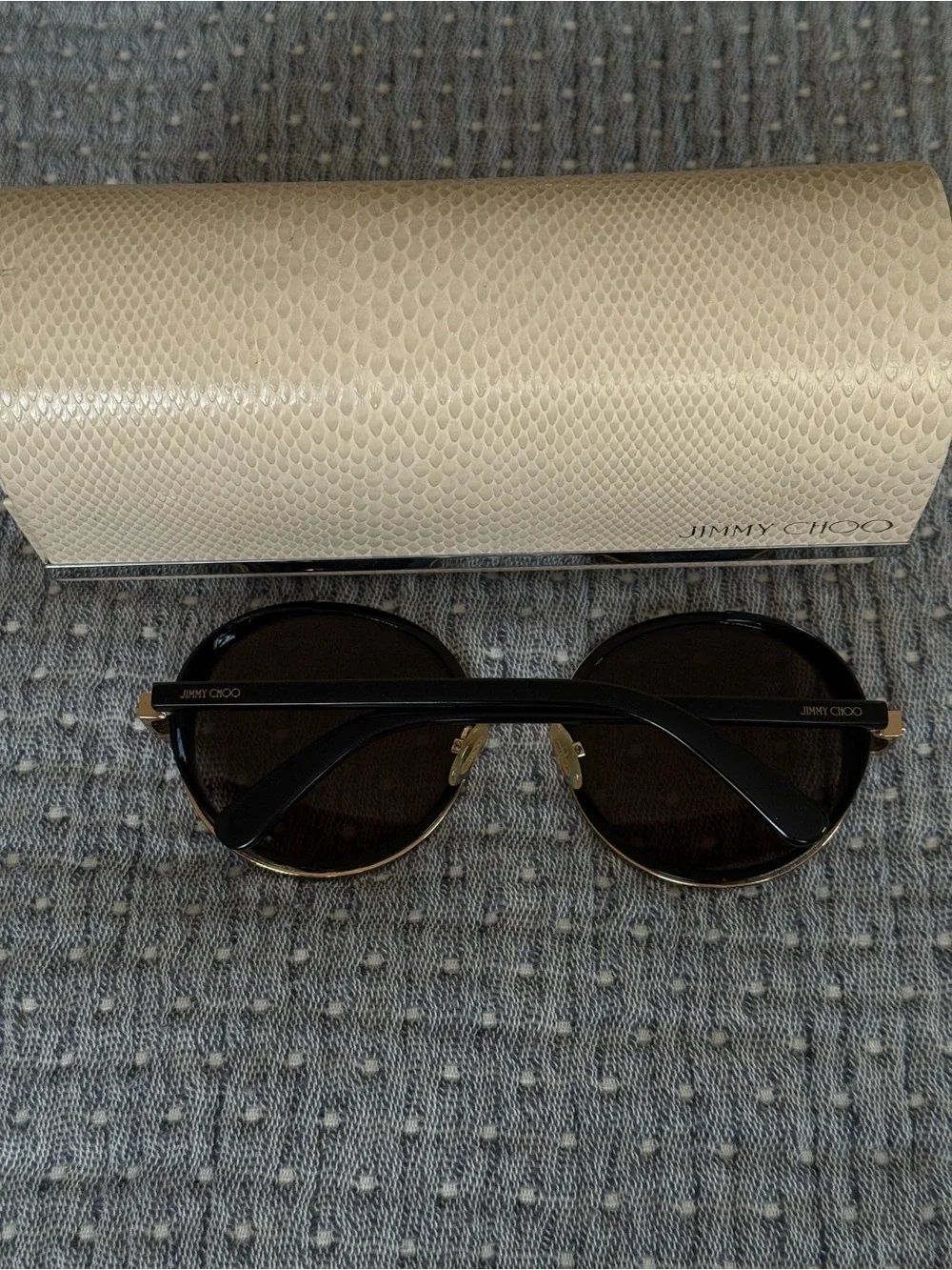 Jimmy Choo Andie Black and Gold Round Sunglasses